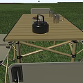 Outdoor Camping Table with Foldable Design and Six Chairs for Picnic in Grass Area