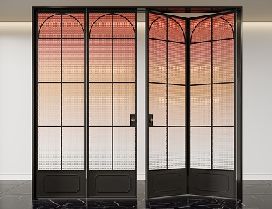 French vintage folding glass door 3d model