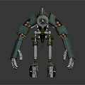 Sci Fi Mechanical Creature With Green Exoskeleton Multiple Legs And Propeller