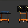 Modern Computer Equipment With Orange Stands Blue Solar Panels Black Panel And Yellow Dots