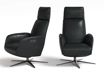 Black Leather Office Chairs With High Back Design And Metal Five Star Base 3d model