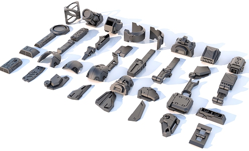 Hard surface mechanical parts combination of mechanical parts 3d model