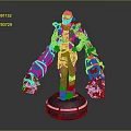 Game Movie Character with Mechanical Arms Helmet Black Outfit and Orange Accents Design