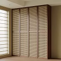 Modern Wooden Wardrobe With Rattan Lattice Panels And Natural Light