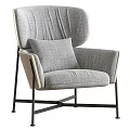 Gray Fabric Single Sofa With Accent Pillow And Modern Metal Legs Design