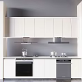 Modern Kitchen Interior With Oven Dishwasher Range Hood And White Cabinets