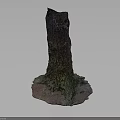 Wooden And Stone Decorative Tree Stump Sculpture With Natural Bark Texture And Solid Base 3d model