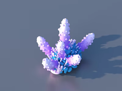 Beautiful Purple White and Blue Aquatic Plant with Branching Spiky Structure 3d model