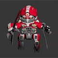 Red And Silver Miniature Robot Figure With Detailed Mech Design And Sharp Features 3d model