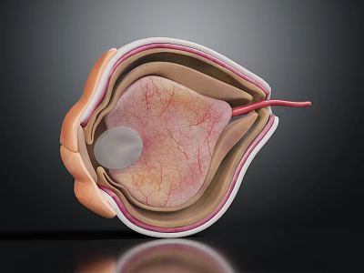 Detailed 3D Human Eye Anatomical Structure Showing Retina And Blood Vessels 3d model