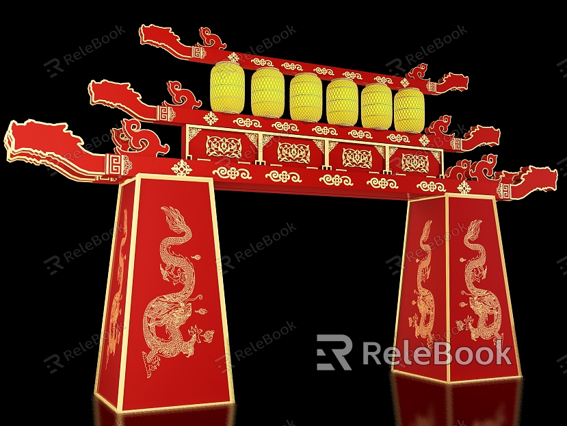 New Chinese style archaic entrance archway gate outdoor decoration beauty Chen punch card beauty Chen archway scenic entrance model