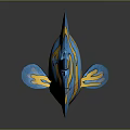 Vibrant Blue and Yellow Fish with Curved Yellow Stripes on Glossy Body