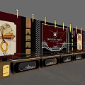 Luxurious Jewelry Store Interior With Red Background Golden Decorations And Display Cabinets
