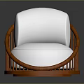 Modern Single Seater Sofa With Brown Rattan Frame And White Cushion Backrest