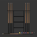 Complete Billiard Sports Equipment Including Pool Cue Rack Cues Balls And Triangle