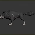 Fantasy Gray Wolf Character With Sharp Fangs And Detailed Fur In Crouching 3D Pose