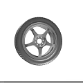 Two Black Tires with Silver Spoke Wheel Rims and Tread Pattern Design 3d model