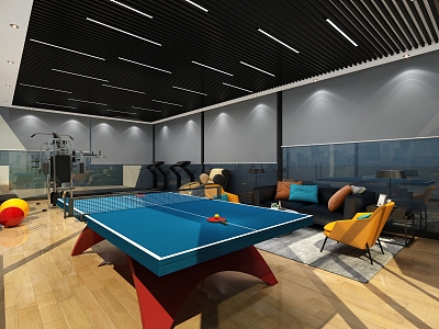 Modern Gym Roof Leisure Fitness and Entertainment Area 3d model