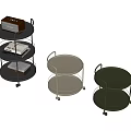 Sleek Design Side Tables With Multi Level Circular Trays And Metal Frames In Assorted Colors 3d model