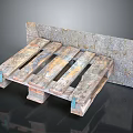 Old Wooden Pallet With Metal Corner Brackets Worn Surface And Wood Grain On Dark Background