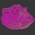 Detailed Ancient Building Ruins Model with Arched Structures and Stone Wall Fragments