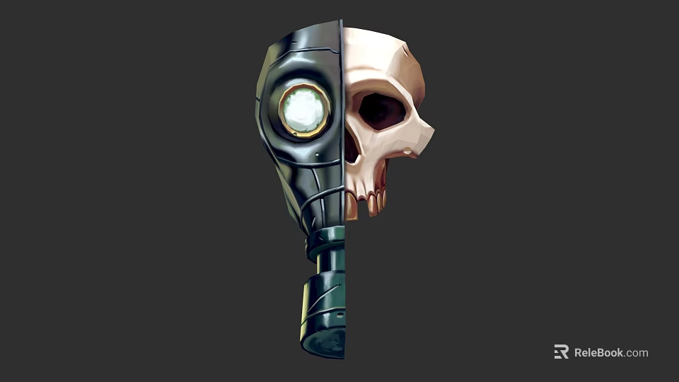 Mechanical Half Skull Sculpture With Detailed Artistic Design And Craftsmanship 3d model 
