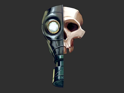 Mechanical Half Skull Sculpture With Detailed Artistic Design And Craftsmanship 3d model