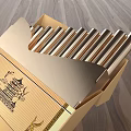 Two Golden Boxes of Daily Life Supplies with Elegant Design on Wooden Surface