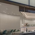 Modern Retail Showroom Interior Design With Wooden Shelves Gray Walls Table And Ceiling Lights