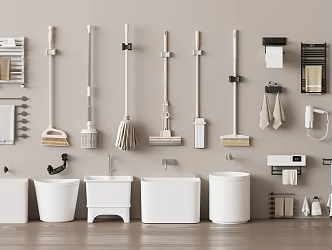 Modern mop pool towel rack 3d model