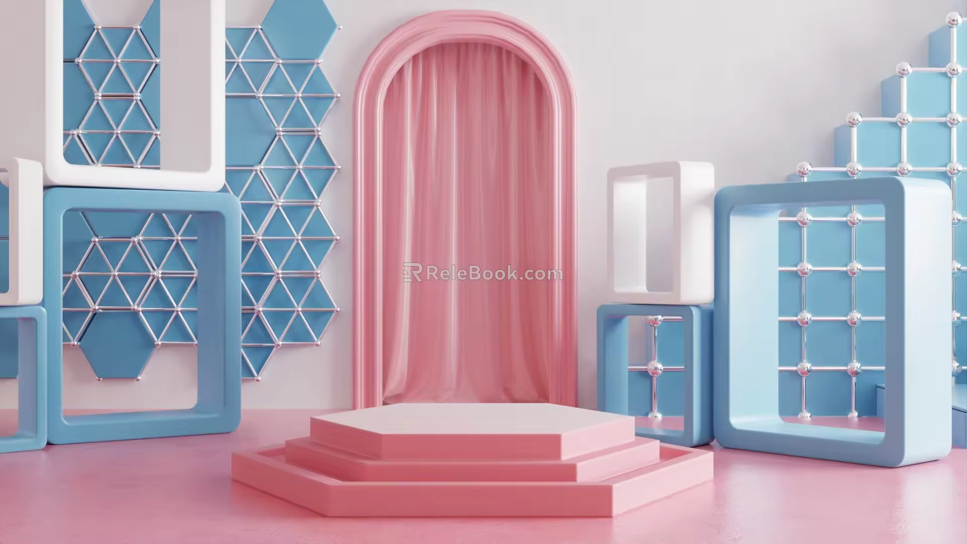 Still life display stand e-commerce products booth e-commerce US Chen e-commerce background 3d model