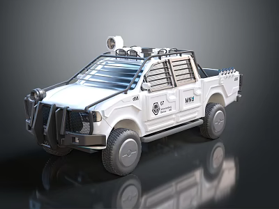 NYPD White Tactical Response Truck Equipped With Searchlight And Protective Bars 3d model