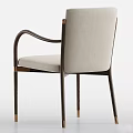 Elegant Single Chair With Beige Upholstery Dark Wood Frame And Brass Decorative Details