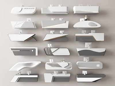 Modern Reception Desk Designs Featuring Multiple Styles And Sleek Neutral Tones 3d model