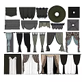 Various Curtain Styles With Different Colors Patterns And Decorative Details For Windows 3d model