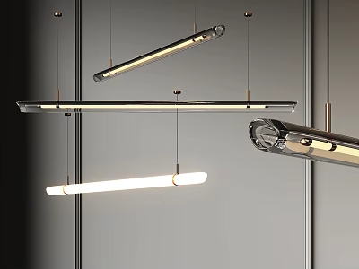 Modern long glass chandelier 3d model