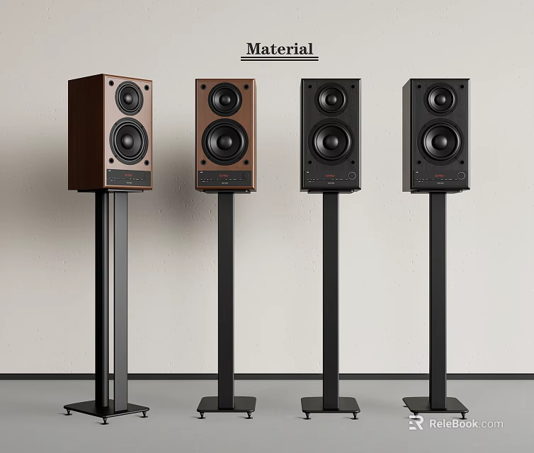 Modern Audio Speakers In Brown Black With Metal Floor Stands Design 3d model 