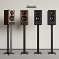 Modern Audio Speakers In Brown Black With Metal Floor Stands Design