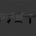 Tactical Heavy Machine Gun With Rotating Barrels Drum Magazine And Grip