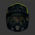 Camouflage Green Helmet With Yellow Top And Side Logo Design For Protection