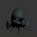 Gray 3D Fish Model With Open Mouth In Detailed Rendering On Dark Background 3d model