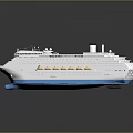 Modern Cruise Ship With White Hull Green Deck And Multiple Portholes