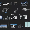 Essential Medical Equipment For Hospital Clinic With Examination Beds MRI Machines Wheelchairs And Surgical Tables