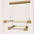 Modern Brass Pendant Light with Geometric Frame and Layered Illuminated Structure 3d model