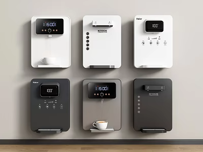 White And Black Daily Electrical Appliances Various Styles Temperature Display Coffee Cup Icon Wall Arrangement 3d model