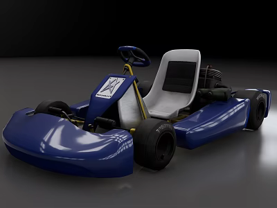 Blue Modern Kart With White Seat Blue Steering Wheel And Black Wheels 3d model