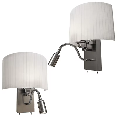 Modern Wall Lamp With White Striped Fabric Shade And Flexible Metal Arm 3d model
