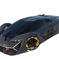 Futuristic Black Supercar With Streamlined Aerodynamic Body And Golden Alloy Wheels