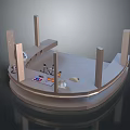 Detailed 3D Model of Circular Display Platform With Columns and Small Objects
