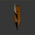 Classic Wooden Sailboat As Water Transport With Beige Sails Mast And Brown Wooden Hull
